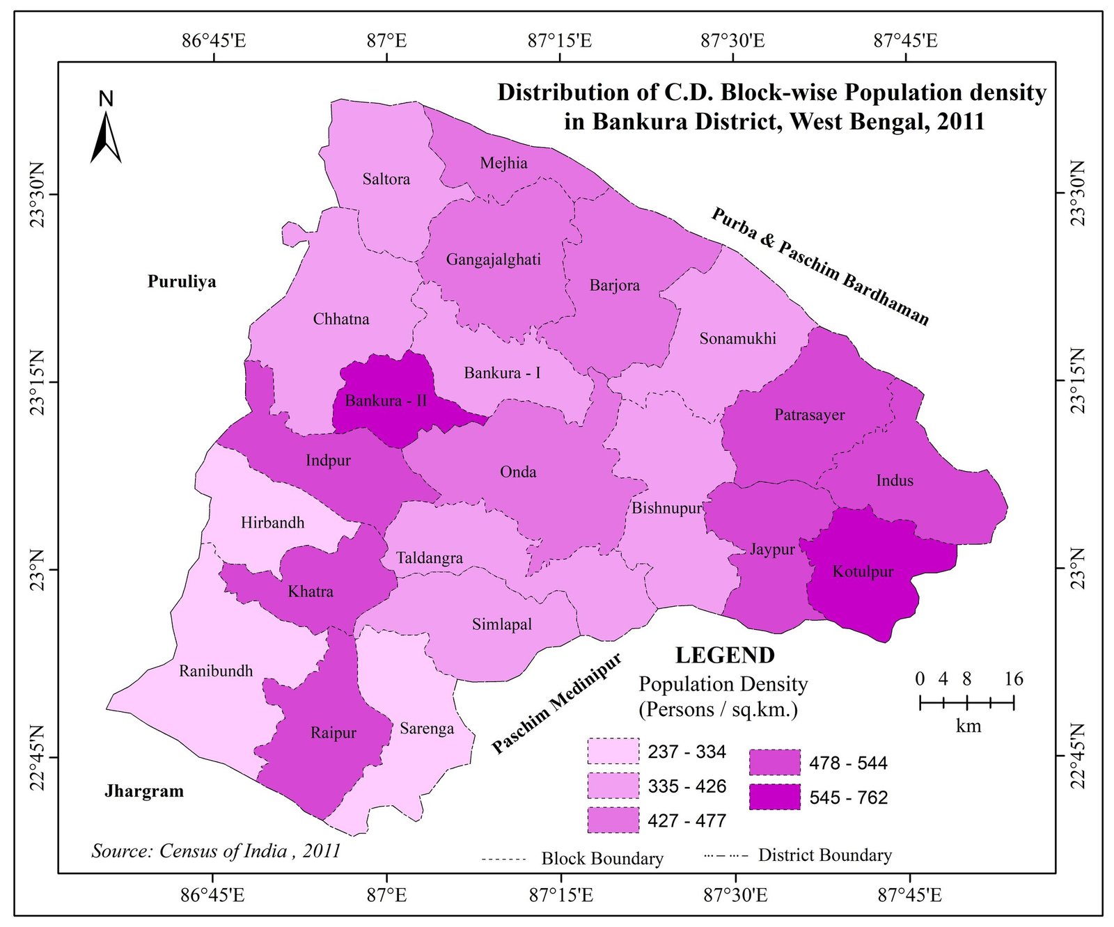 Population density, 2001 → 2011
